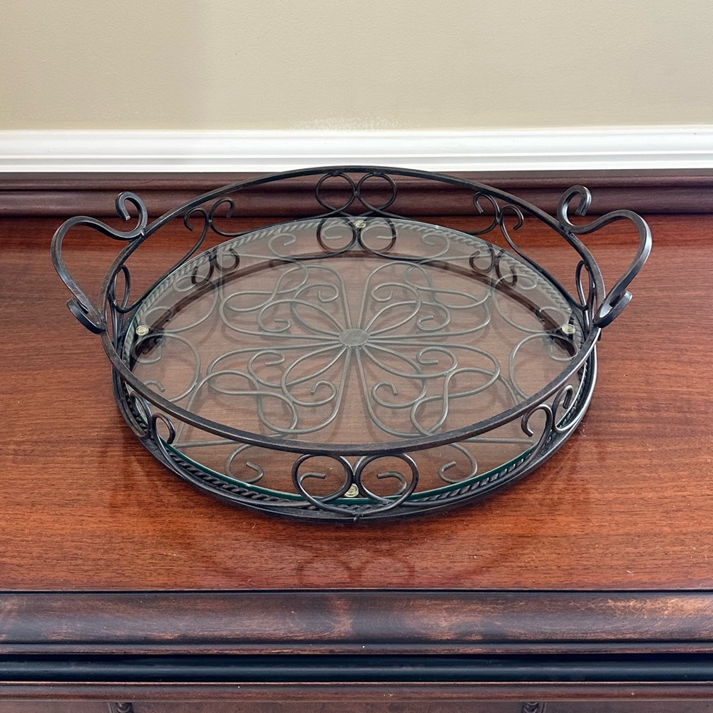 Southern Living at Home - The Jamestown Footed Tray With Removable Glass Insert